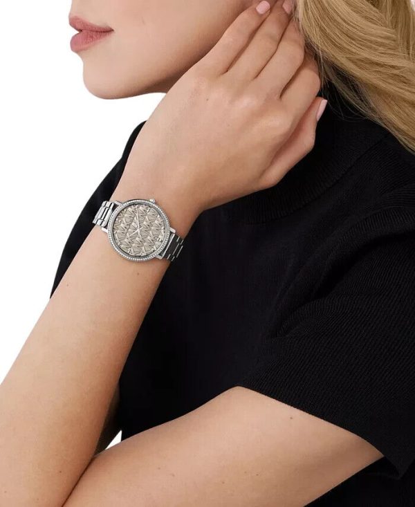 שעון יד מייקל קורס לאישה כסוף לוח אפור לוגו MK דגם MK4672