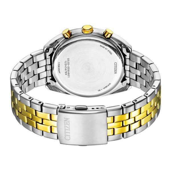 שעון יד סיטיזן CITIZEN לגבר כרונוגרף כסוף משולב זהב AN8214-55E מאחור