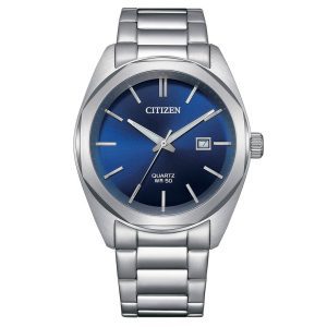 שעון יד CITIZEN לגבר כסוף בלוח כחול דגם BI5110-54L