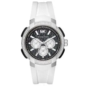 שעון יד מייקל קורס לאישה רצועת סיליקון לבנה MK6947 על יד