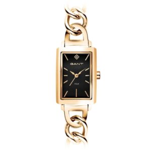 שעון יד מלבני גורמט לאישה מבית GANT זהב רקע שחור דגם G179002