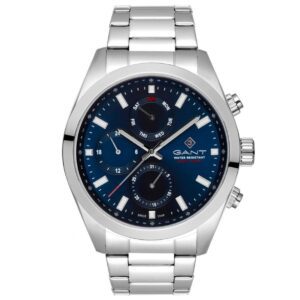 שעון יד גאנט GANT לגבר כסוף כרונוגרף לוח כחול G183003