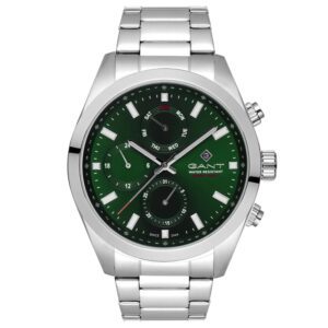 שעון יד גאנט GANT לגבר כסוף כרונוגרף לוח ירוק G183004
