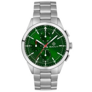 שעון יד גאנט GANT לגבר כסוף כרונוגרף לוח ירוק G188003