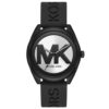 שעון יד מייקל קורס רצועת סיליקון שחורה וגוף שחור בשילוב לוגו MK דגם MK7138