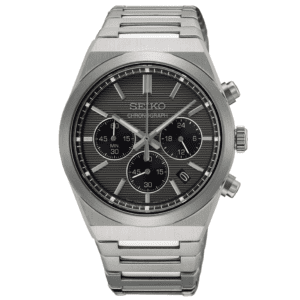 שעון יד SEIKO לוח אפור לגבר כרונו זכוכית ספיר דגם SSB455P1