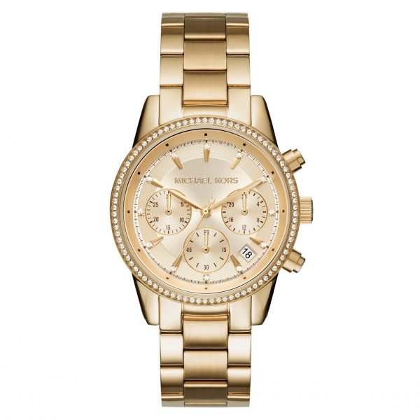 שעון יד MICHAEL KORS כרונוגרף מוזהב לאישה דגם MK6356 מקטלוג מייקל קורס שעונים