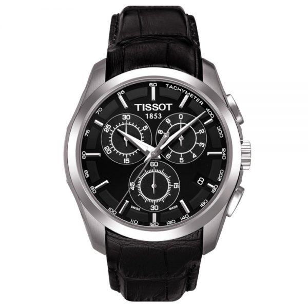 שעון יד TISSOT לגבר דגם קורטייר T035.617.16.051.00 רצועת עור שחורה