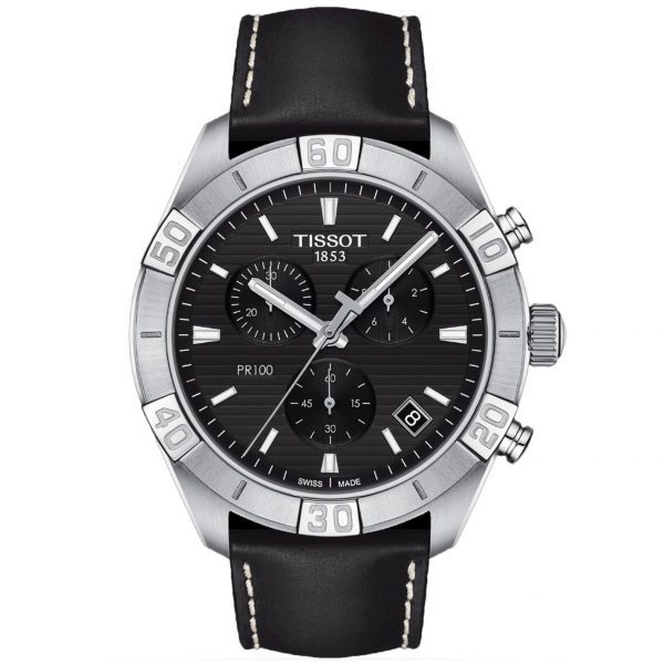 שעון יד TISSOT קלאסי לגבר לוח שחור רצועת עור שחורה T101.617.16.051.00