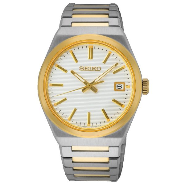 שעון יד לגבר מבית SEIKO בשילוב זהב וכסף דגם SUR558P1