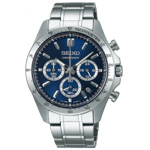 שעון יד SEIKO כרונוגרף לוח כחול לגבר SBTR011