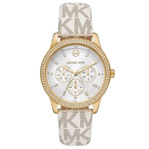 שעון יד MICHAEL KORS לאישה רצועת עור לבנה לוגו MK6967