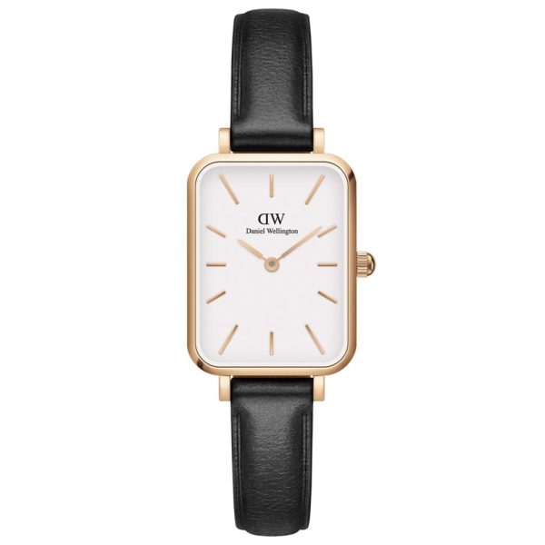 שעון יד daniel wellington לאישה זהב אדום מלבני רצועת עור DW00100434