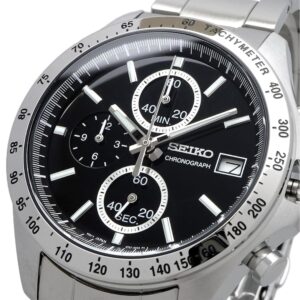 שעון יד SEIKO לגבר כרונו לוח שחור 40 מ