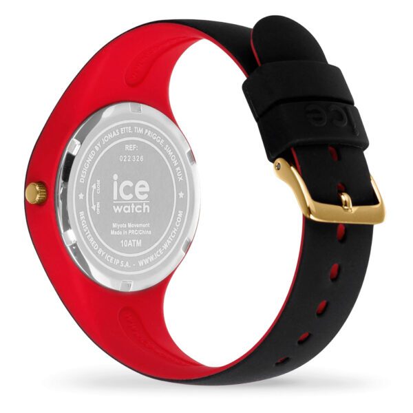 שעון יד ICE WATCH שחור רקע שחור בשילוב זהב צהוב מנצנץ 022326 מהצד