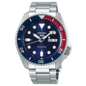 שעון יד SEIKO 5 לגבר אוטומטי לוח כחול בזל אדום וכחול צלילה SRPD53K1