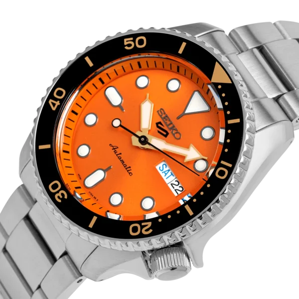 שעון יד מבית SEIKO לגבר אוטומטי לוח כתום צלילה בזל שחור כתום SRPD59K1